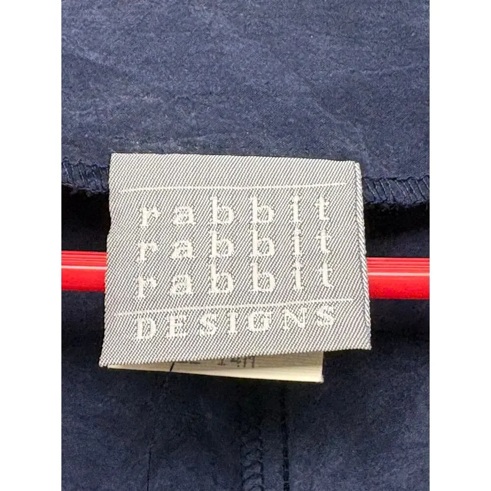 Rabbit Rabbit Rabbit Designs Jacket Navy Rayon Vintage Cropped Women’s Size 14